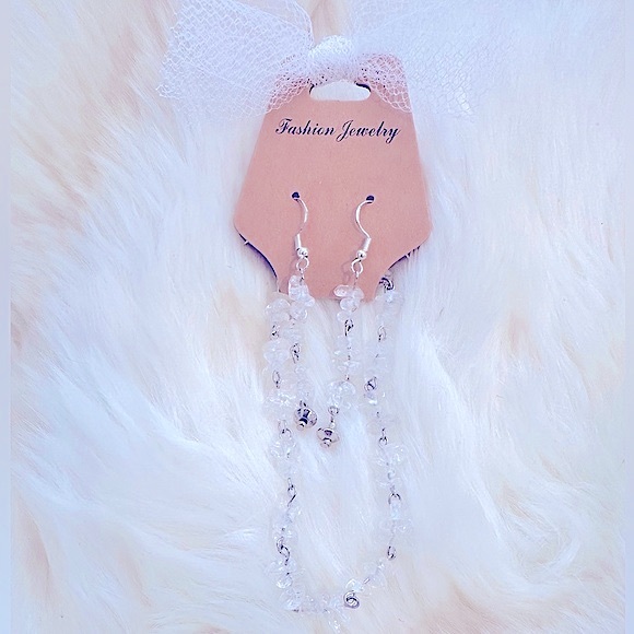 Crystal Quartz Gemstone Jewelry, 925ss Clear Crystals Gems Earring+Bracelet Set - Picture 6 of 16